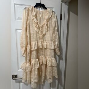 Anthropologie Cream Plaid Dress